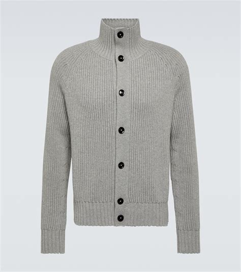 Web wool and cashmere cardigan in grey 